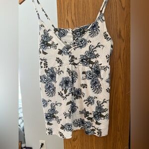 American Eagle Outfitters Floral Top with Black and Gray Accents